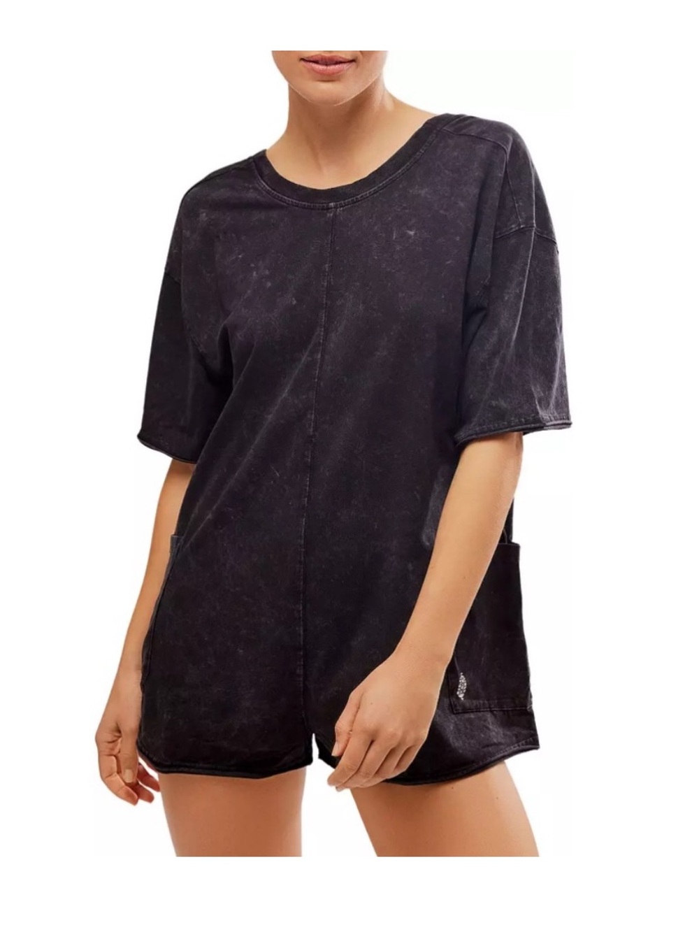 Free People Movement Hot Shot Romper Black/Gray XL  Athleisure Casual Oversized